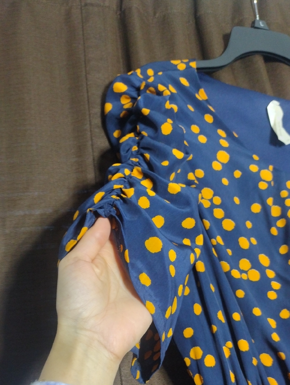 Kristin Miles Navy Dress with Orange Polka Dot Print - Picture 2 of 8